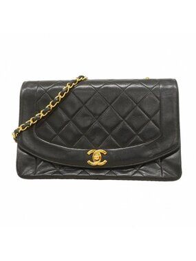 Chanel Shoulder Bag Diana Lambskin Black Gold